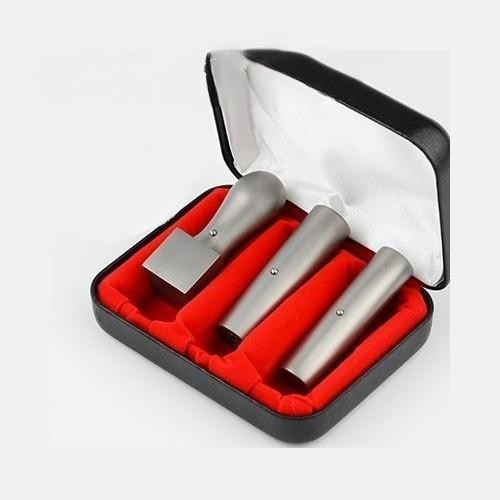 ブラストチタンシルバー オーダー法人印鑑 3本セット 寸胴2本 天角1本 ケース付き サイズ選べる