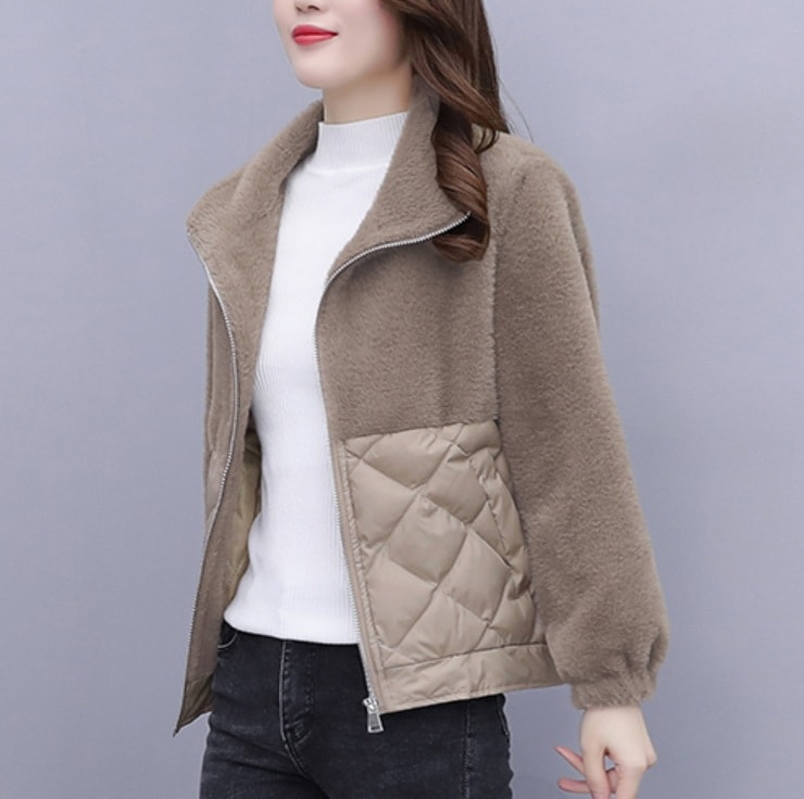 アウター ドッキング ボアキルティング 中綿 もこもこ ふわふわ 長袖 ハイネック ファスナー 前開き ダウン 可愛い きれいめ 上品 おしゃれ かっこいい 可愛い ラブリー キュート