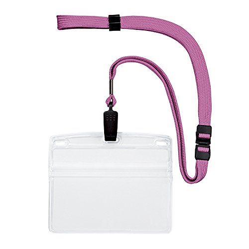 （まとめ買い）オープン工業 吊り下げ名札 ソフトケース クリップ式 横 特大 桃 10枚入 NL-21-PK [x3]