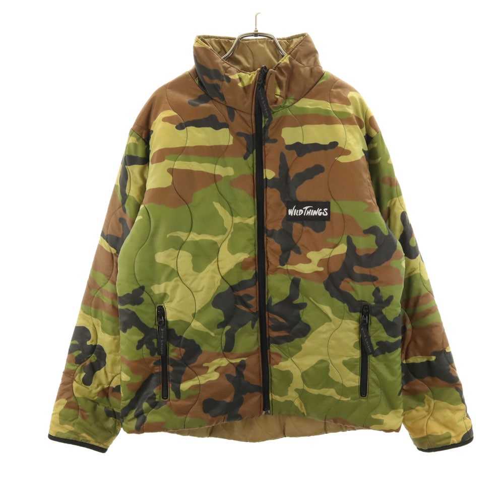 USA製 プリマロフト カモフラ柄 リバーシブル キルティングジャケット M ブラウン 他 中綿入り 迷彩 メンズ