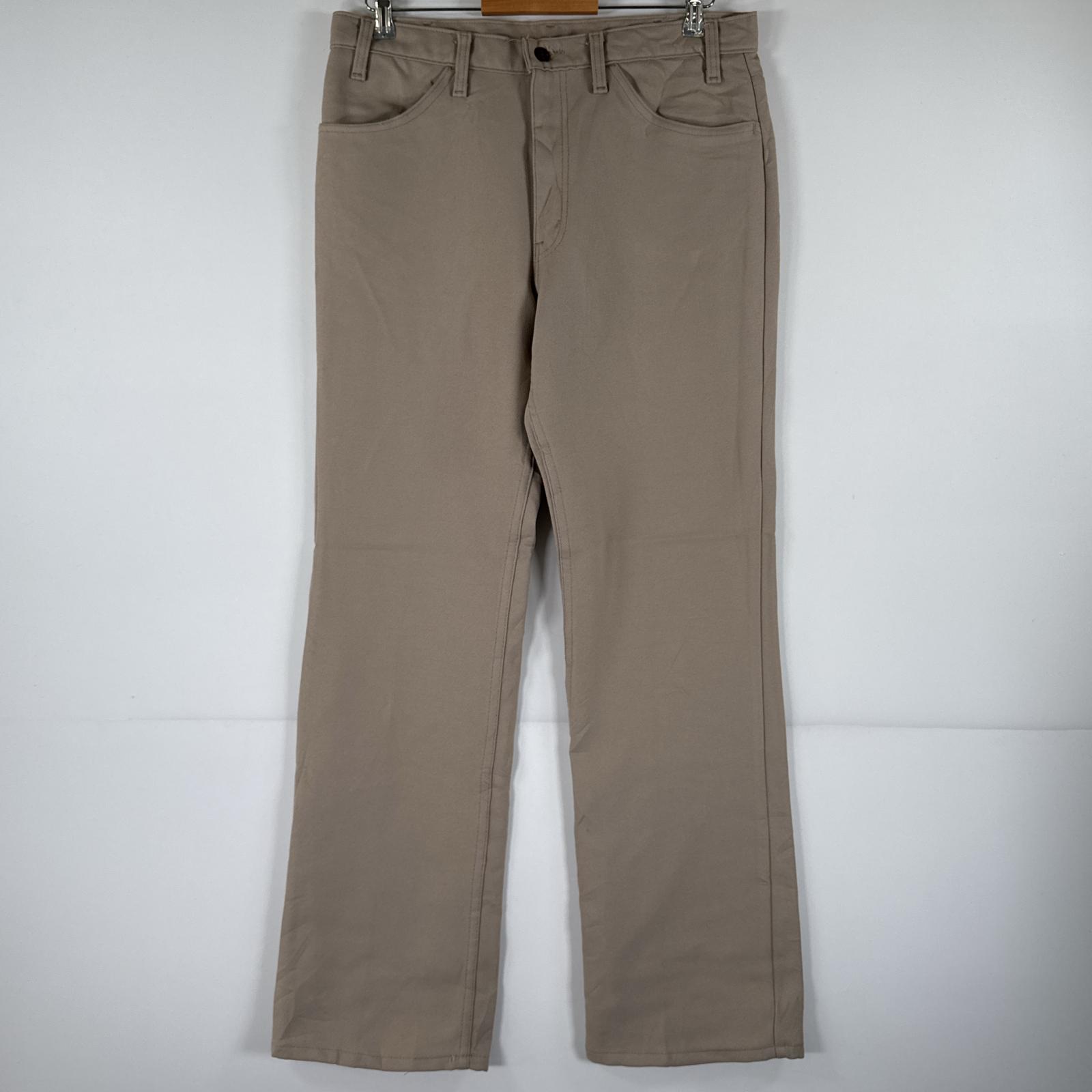 古着 90s/90年代 USA製 スラックスパンツ ランチャーパンツ フレア ブーツカット ポリエステル w35 L32 ベージュ メンズ