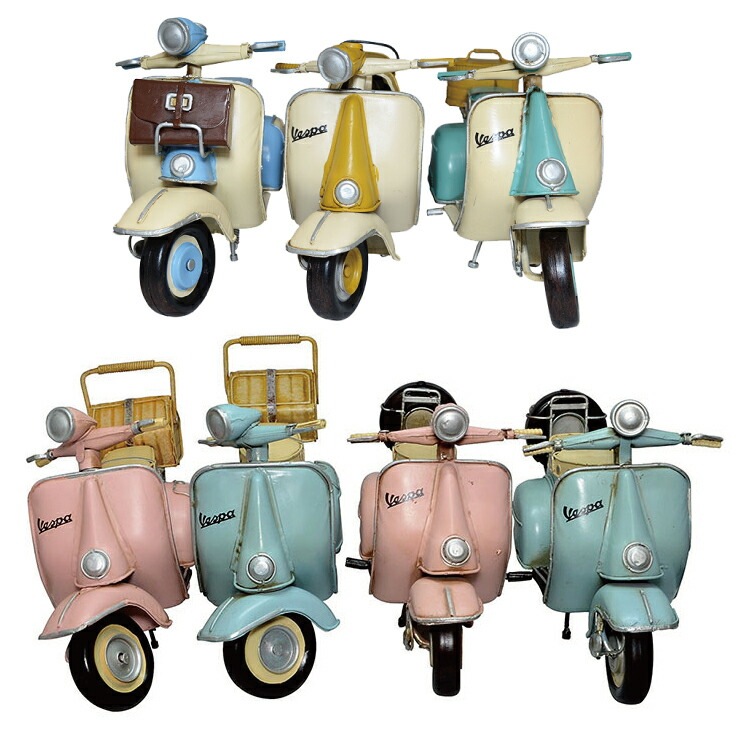 ベスパ vespa-01 クラシカル ヴィンテージ バイク スクーター オブジェ 置物 可愛い ディスプレイ　飾り【ブリキ 資材 オリジナル ドール 装飾 コレクション オシャレ ドル活】#