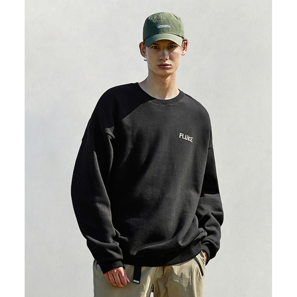 FLUKEフォレストウッドロゴマンツーマンTシャツブラックFMT3055-Z