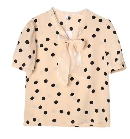 レディース トップス シャツ プルオーバー 半袖 Vネック 襟なし ボウタイ ストレート シフォン リボン かわいい 大人可愛い きれいめ カジュアル 上品 おしゃれ ガーリー エレガント 存