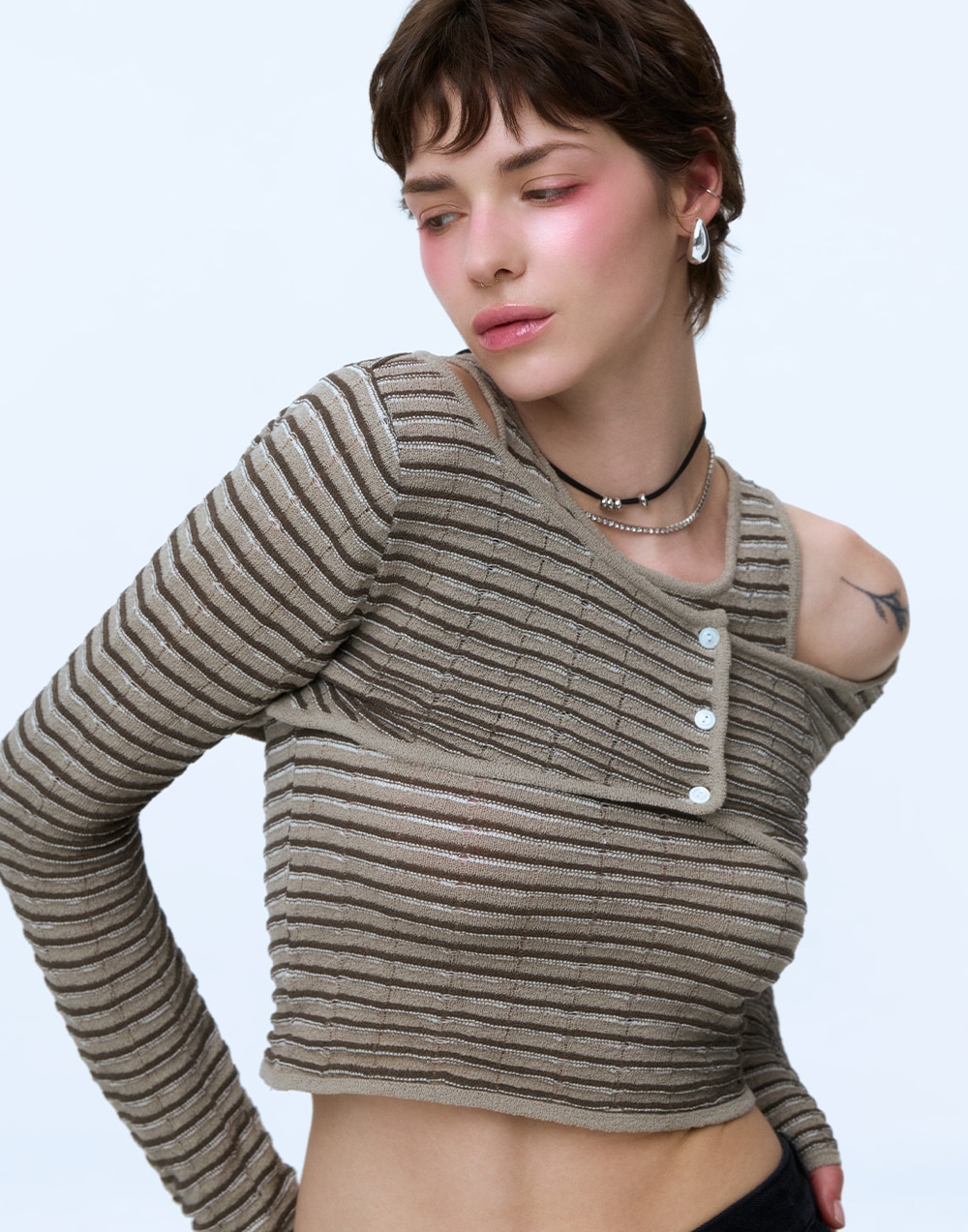 SUMMER BOLERO CARDIGAN SET - KHAKI GREY