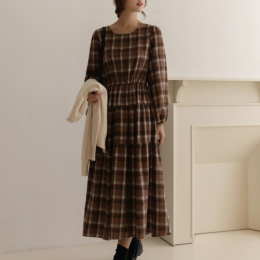 (Elysia) カーソンラウンドカンカンチェックワンピース