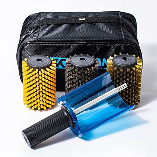 XCMAN スノーボード用ナイロンブロンズコルク馬毛ブラシ ロータリーブラシシングルシャフト(ハンドル)の4点セット100 mm長さ (ナイロンブロンズ馬毛ブラシシングルシャフト(ハンドル))
