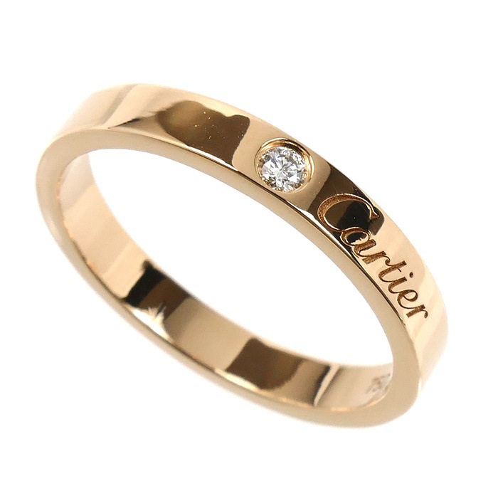 CARTIER カルティエ K18PG ピンクゴールド エングレーブド 1Pダイヤ リング・指輪 B4086455 ダイヤモンド 15号 55 3.7g レディース 中古 美品