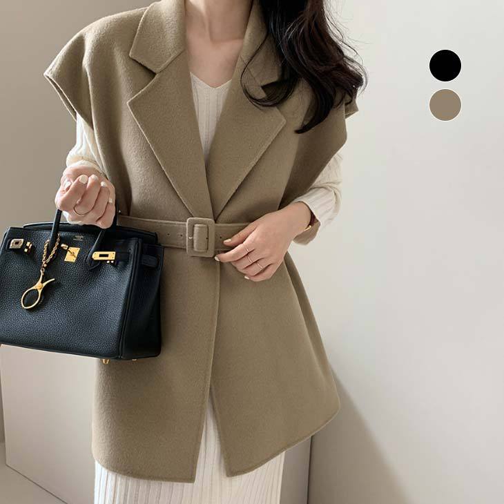 新作ツイードコートリバーシブルウールツイードベストジャケット