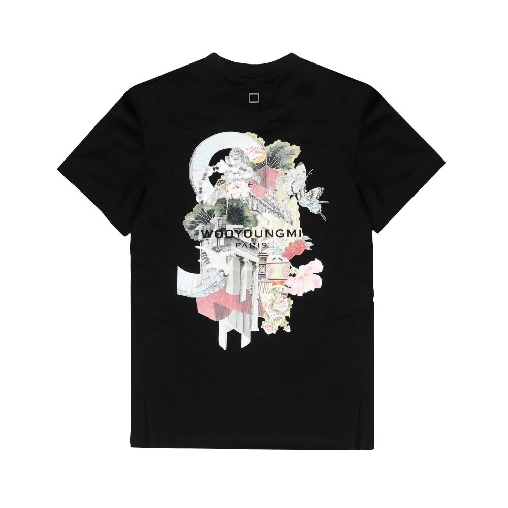 ウーヨンミ メンズ半袖シティグラフィックTシャツ バックロゴ W253TS05 718B