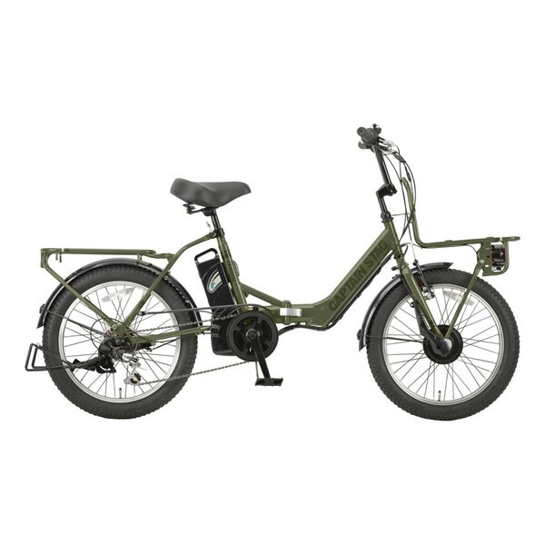 キャプテンスタッグ eバーギー電動FDB206(アーミーグリーン) 電動折りたたみ自転車 (外装6段変速)