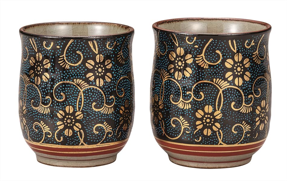 九谷焼いわたや 組湯呑青粒鉄仙 K9-785