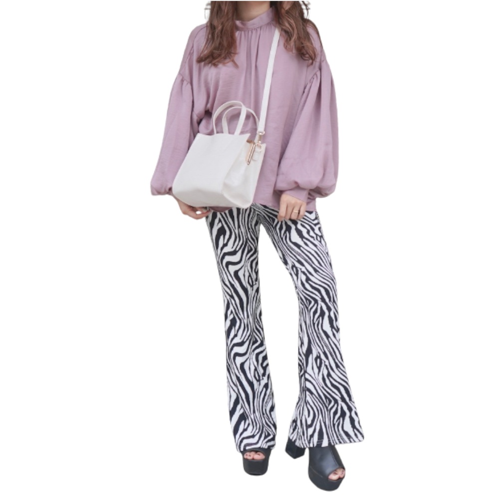 Shiny Satin Balloonsleeve Blouse (dusty pink) A.D.G レディース トップス