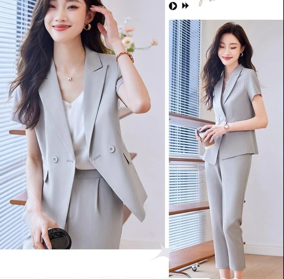 スーツスーツ女性薄手職業服作業服の半袖スーツコート