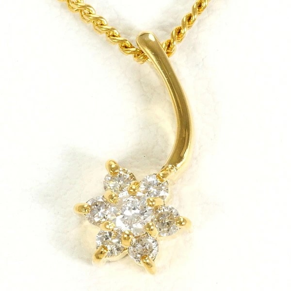 K18 18金 YG イエローゴールド ネックレス ダイヤ 約40cm ジュエリー 中古