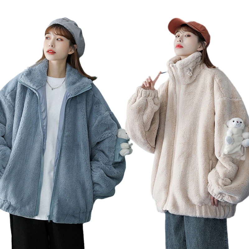 ラムウールアウター レディース ジップアップパーカー 裏起毛 スタンドカラースタジャン メンズ 厚て スカジャン 暖かい 男女兼用 ストリート