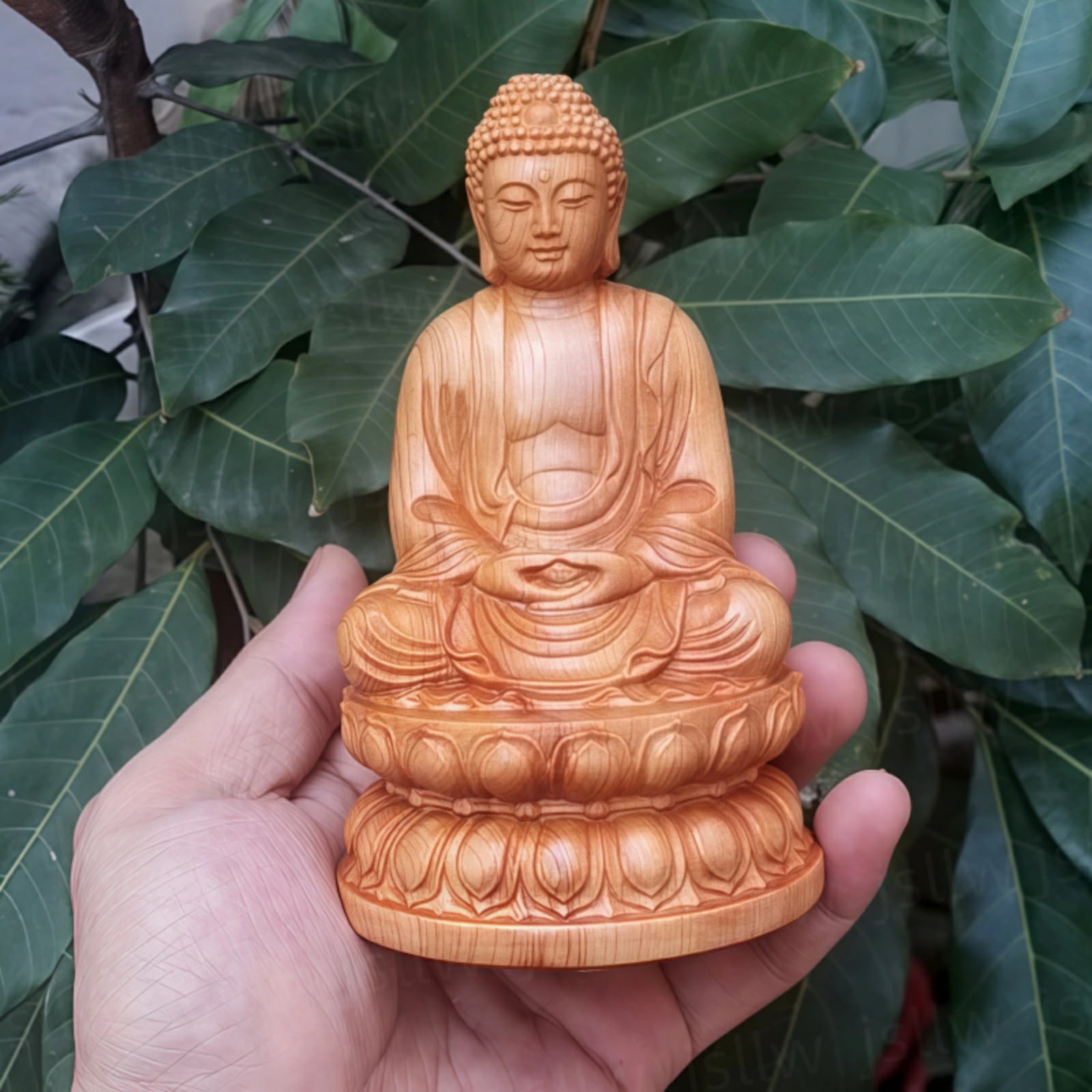 仏像 木彫 仏像彫刻 フィギュア 12cm お釈迦様 ブッダ 如来仏 座禅 蓮華座 西方三聖塔 木彫り 仏具 禅インテリア オブジェ 父の日 母の日 誕生日プレゼント 敬老の日 置物 家庭供養 工芸品