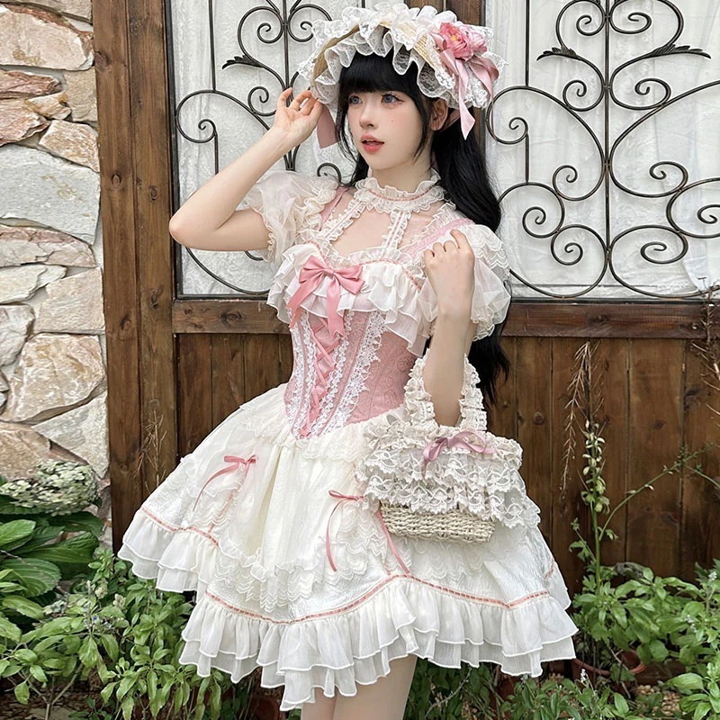 重工ライトロスイートドールロリータロリータピンクドレス