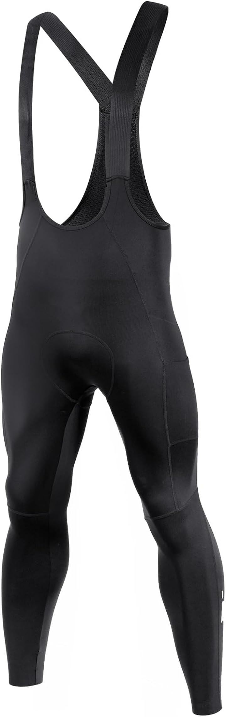 メンズ サイクルパンツ サイクルビブパンツ ロング ビブタイツ サイクリング ロードバイク サイクルウエア 4Dパッド 通気 速乾 弾力 ポケット 反射材(ブラック, 2XL)