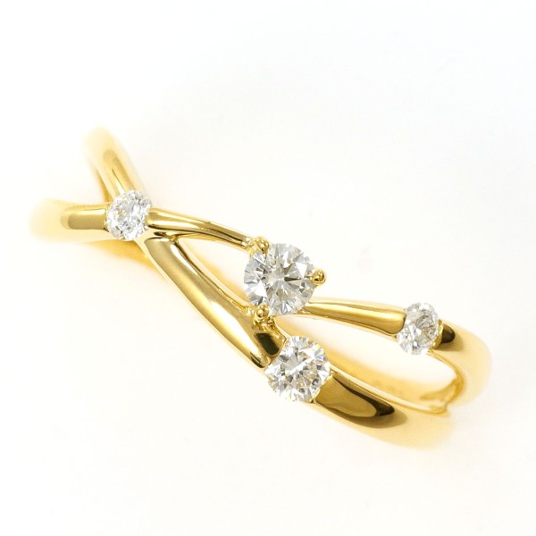 K18 18金 YG リング 指輪 11.5号 ダイヤ 0.21 ジュエリー 中古