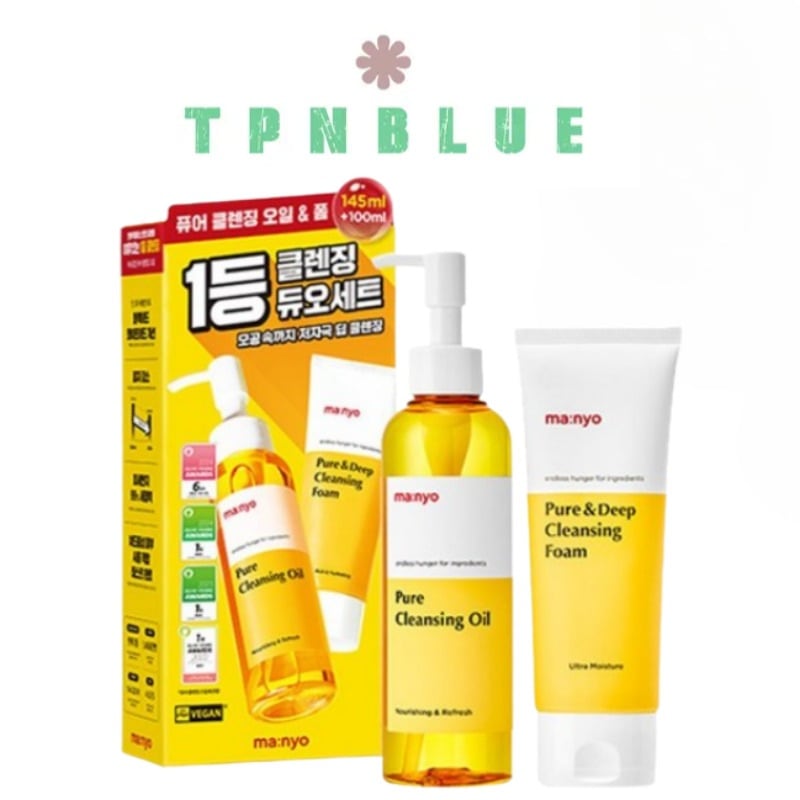 工場 ピュア クレンジングオイル 145ml + クレンジングフォーム 100ml デュオセット 2種 1セット メイク落とし, 乾燥肌用, ダブル洗顔, コスメティック, しっとり洗顔