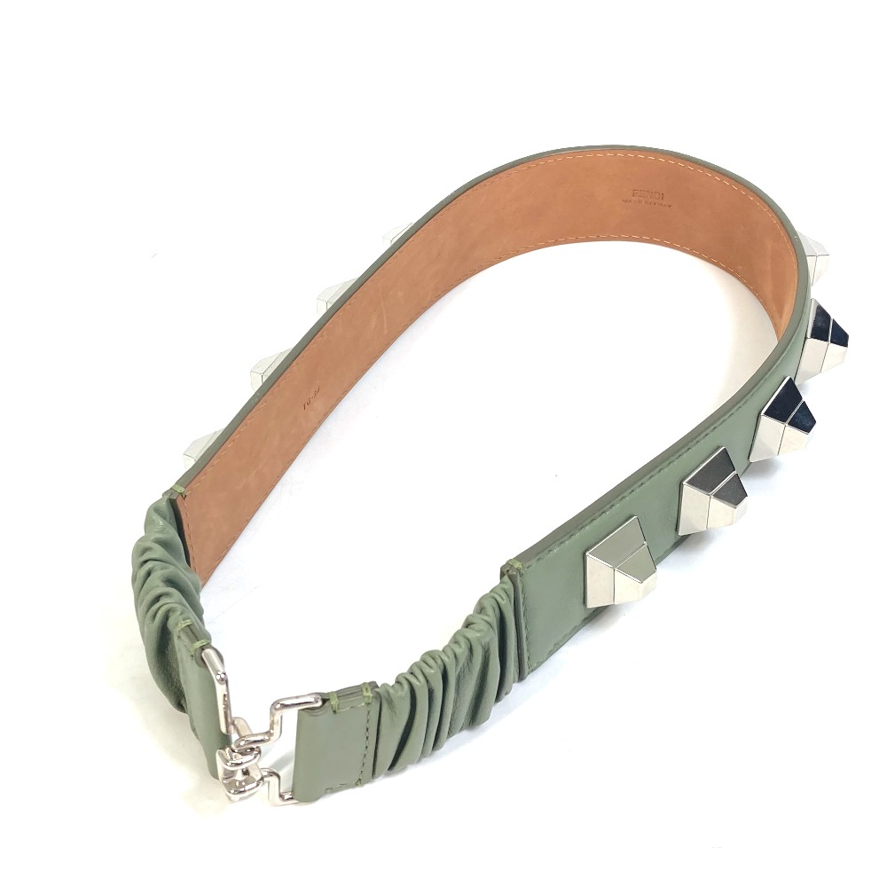 ベルト スタッズ ウエストベルト レザー カーキ