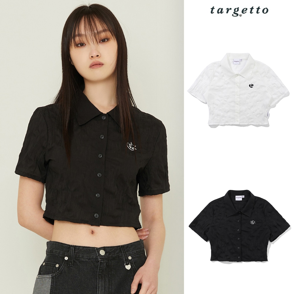 [TARGETTO] NEO WRINKLE CROP SHIRT