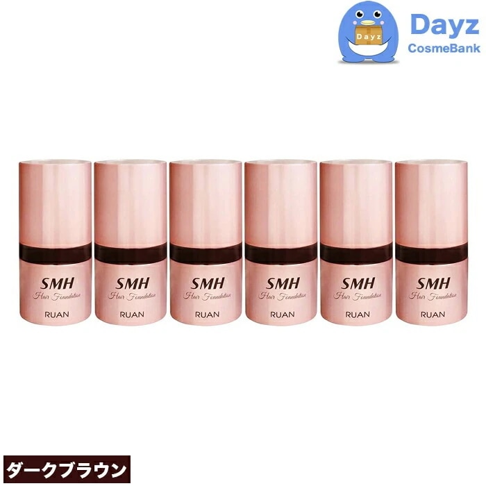 ルアン スーパーミリオンヘアー ファンデーション 12g　ダークブラウン　6点セット　　白髪リタッチ 生え際カバー　　SMH ファンデーション　　白髪隠し 薄毛隠し 分け目隠し