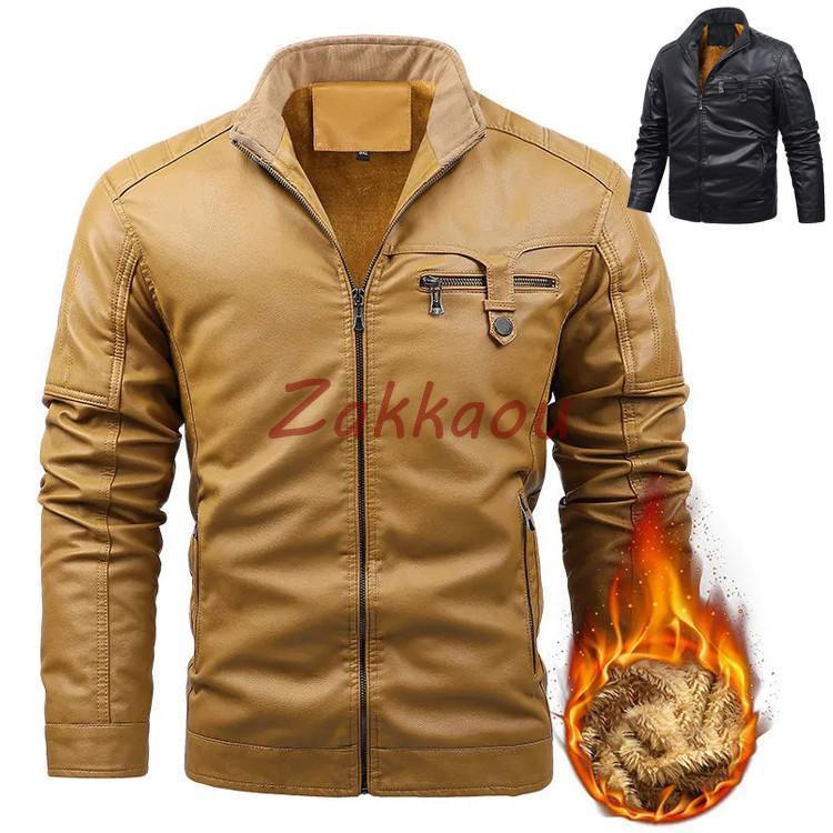 メンズ革ジャン 秋冬　レザージャケット 立ち襟 スリム カジュアル ライダースジャケット バイクウェア シングル 防寒防風 お兄系