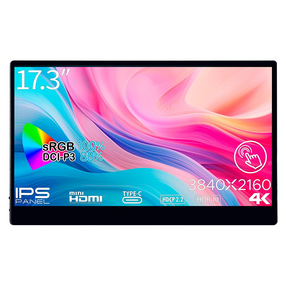 JAPANNEXTジャパンネクスト モバイル液晶ディスプレイ(17.3型/IPS/4K UHD 3840×2160/60Hz/27ms/HDR10/miniHDMI/USB Type-C/VESA/