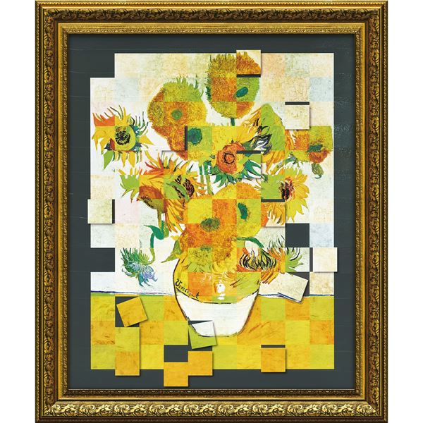 ユーパワー 名画モザイクアート Gel加工 アートフレーム Lサイズ ゴッホ「ひまわり」