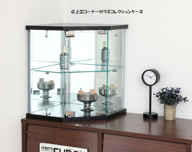 卓上型コーナーガラスコレクションケース 収納 フィギュアケース ディスプレイ（585）