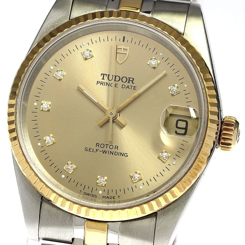 チュードル TUDOR 72033 プリンス デイト YGコンビ 10Pダイヤ cal.2824-2 自動巻き ボーイズ _753511【ev15】【中古】
