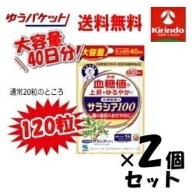 ゆうパケットで送料無料 2個セット 大容量40日分 小林製薬の栄養補助食品(サプリメント) サラシア100 40日分(120粒)× 2個セット 血糖値 特定保健用食品 特保