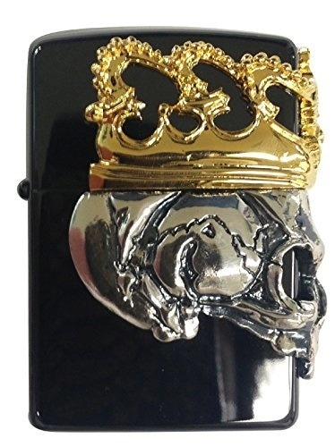 Zippo(ジッポ) オイルライター スカル チタンブラック/メタル(金メッキ&シルバーイブシ) BBZ-スカルKA2