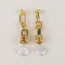 ゴールドメッキ銅淡水真珠のイヤリング不規則な 925 シルバー針 18 K ゴールドメッキ女性の耳のジュエリーアクセサリー