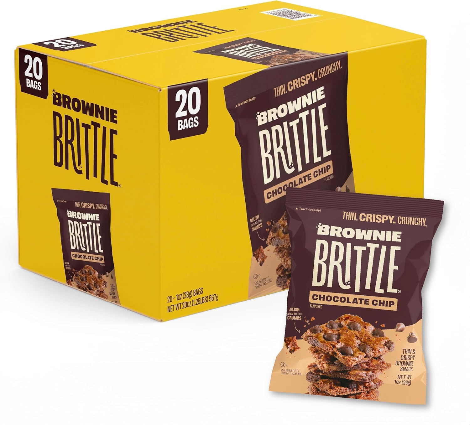 Sheila Gs Brownie Brittle Low Calorie Original Chocolate Chip, 1oz (Pack of 20)