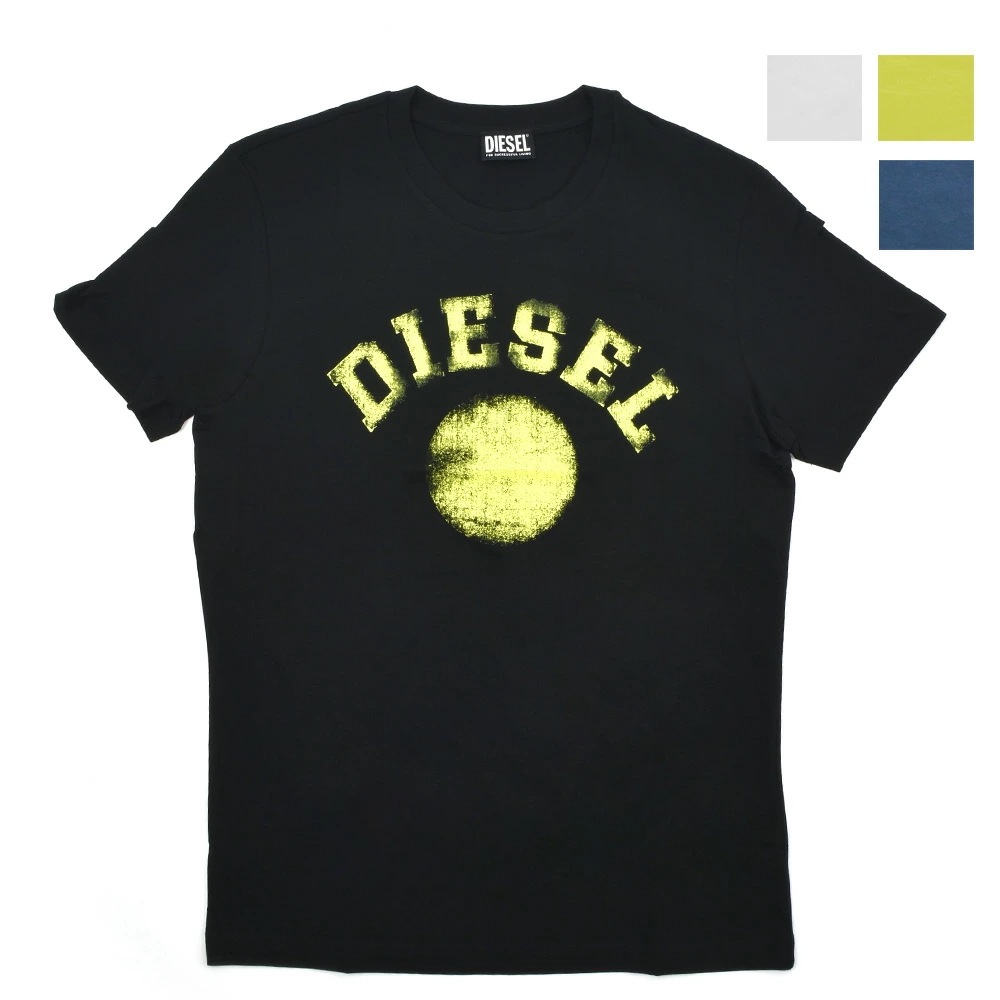 ディーゼル DIESEL Tシャツ メンズ カットソー クルーネック 半袖 ロゴTシャツ ブラック ホワイト イエロー ブルーグレー系 DIESEL T-DIEGOR-K56[a086820grai]