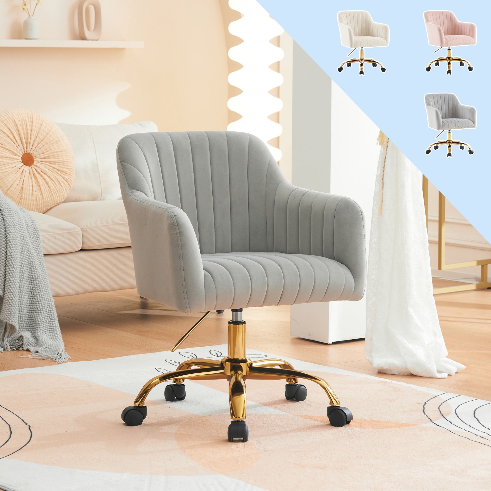 【国内即日発送】オフィスチェア デスクチェア 回転チェア 肘掛け付き ダイニングチェア パソコンチェア ワークチェア ソファチェア リビングチェア 柔らかい レトロ かわいい モダン