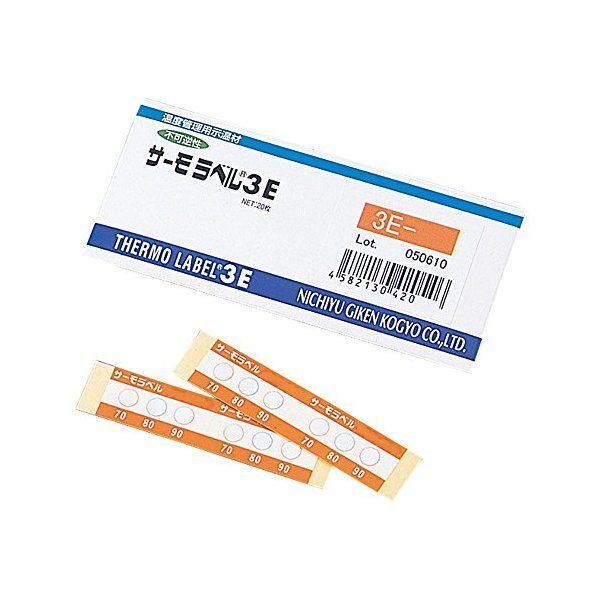 日油技研工業 3E-80 (80-90-100ド) サーモラベル3点表示屋外対応型 不可逆性 80度 (1箱20枚入) メーカー直送