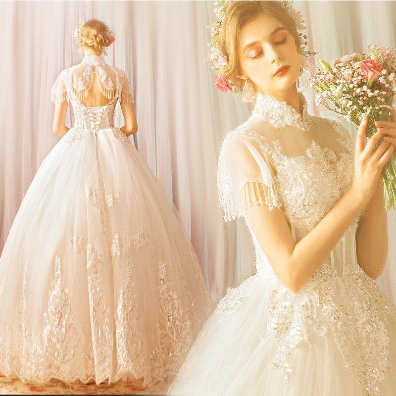 ウェディングドレス 半袖 ボレロ 白 安い 結婚式 花嫁 プリンセス ロングドレス ブライダル 二次会 パーティードレス 披露宴 イブニングドレス wedding dress