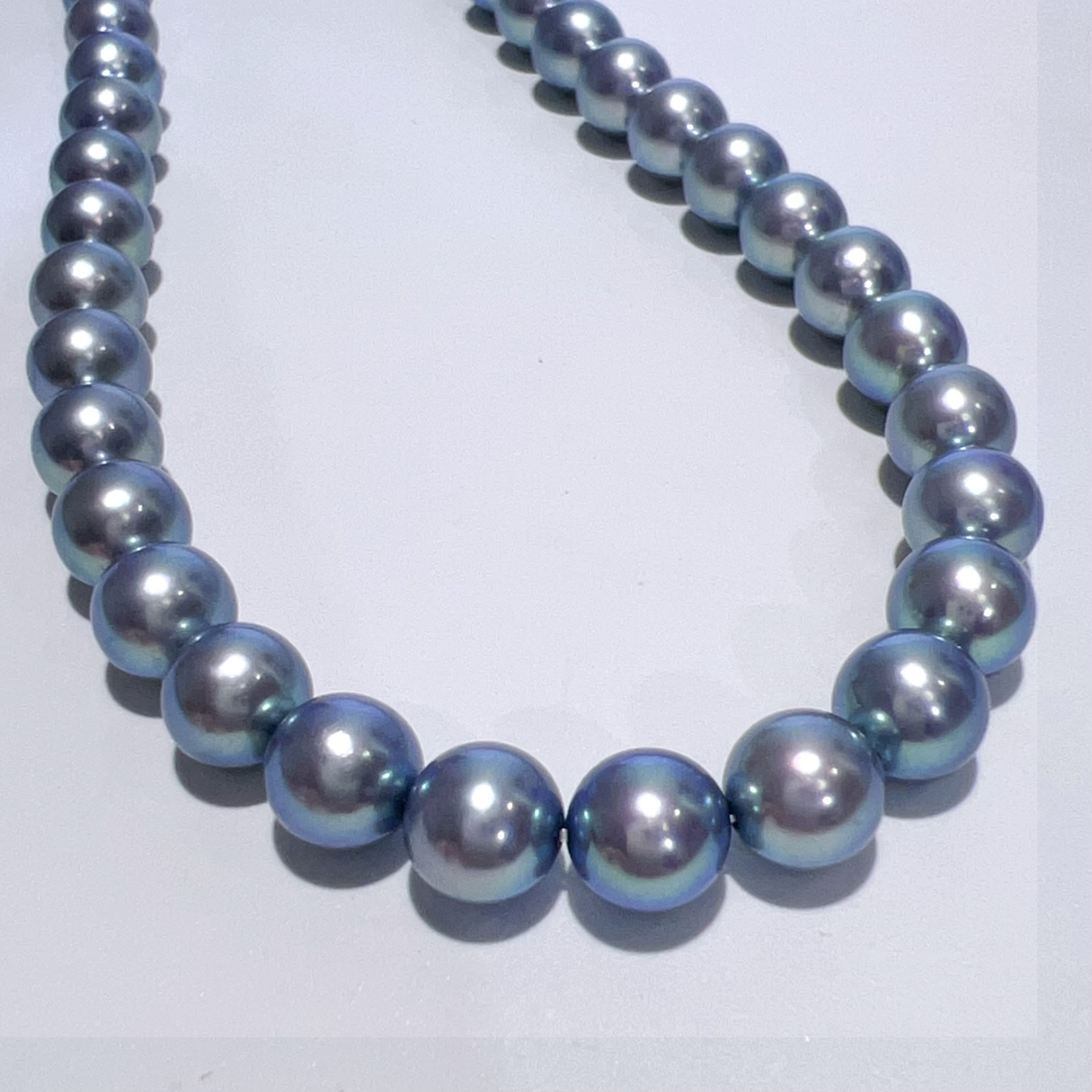 SV 天然 AKOYA アコヤ パール 着色 ネックレス 本真珠 ブルー 42cm P7.5－8mm 37.2g レディース アクセサリー 美品 aua22124070807
