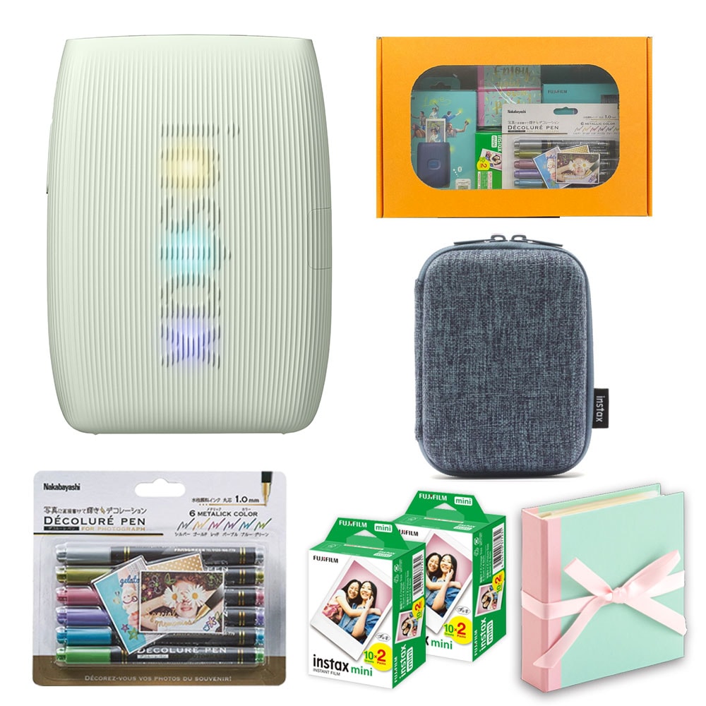 【ギフト チェキB】富士フィルム（フジフィルム）チェキ スマートフォン用プリンター instax mini Link3 グリーン ケース付きギフトBOXセット 15,620円