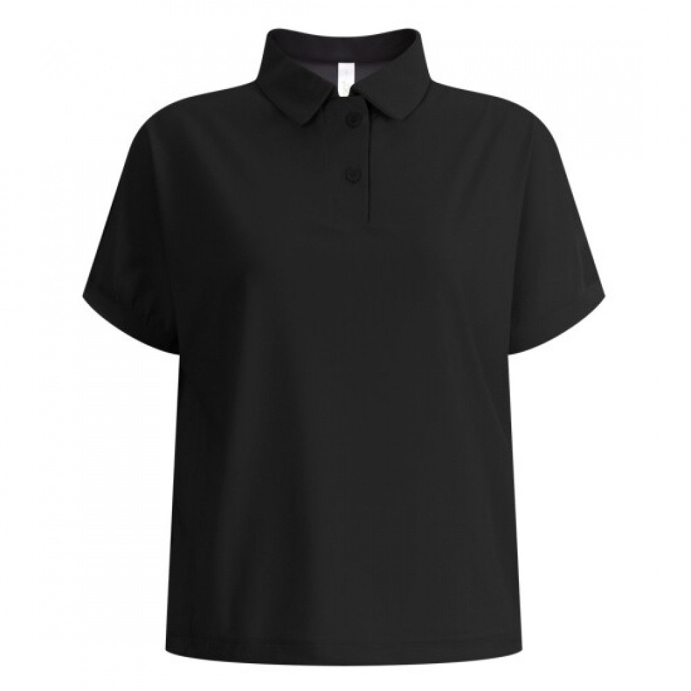 ショップアン レディース カラーネック ゴルフ 半袖Tシャツ ブラック LB-WSH-419