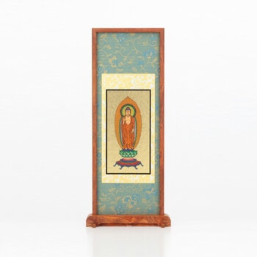 【倉庫直送】　スタンド掛軸 紫檀 あさぎ本尊 小