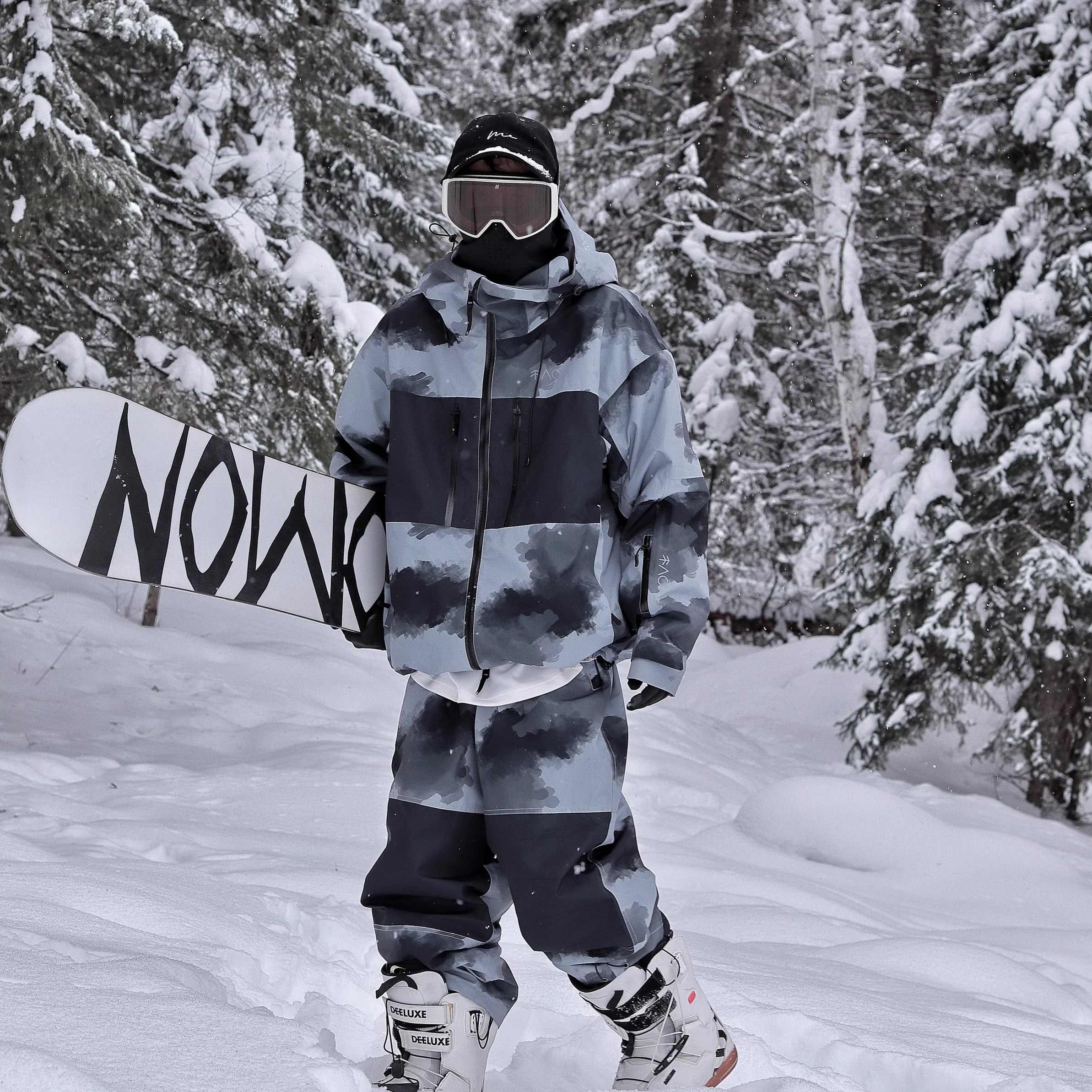 スノーボードウェア 2024 2025 上下セット メンズ レディース グレー アウター ジャケット パンツ ゆったり 裏起毛セットアップ 韓国風 防水防寒着 スノーウェア スキーウェア スノボウェア