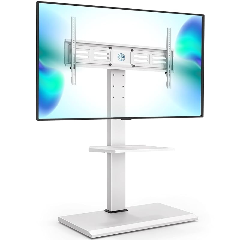FITUEYES テレビ台 壁寄せテレビスタンド 50-80インチテレビに対応 高さ調整可能 首振り可能 耐荷重50kg 収納可能 鉄製 ホワイト TT208002MW