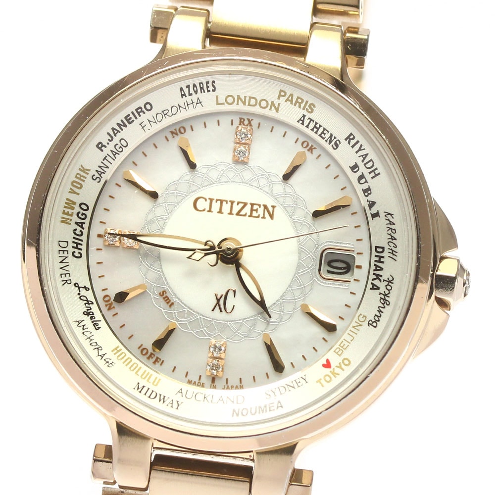 ジャンク保証書付き【CITIZEN】シチズン XC クロスシー 6Pダイヤ EC1012-51W ソーラー電波 レディース_713930【中古】 6,622円