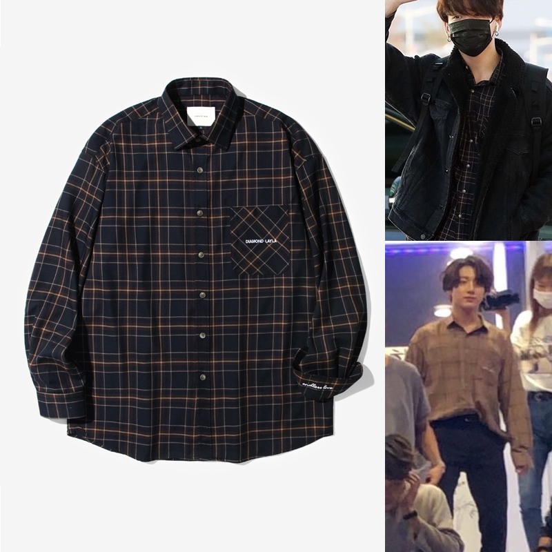 [Diamond Layla] ジョングクBTS着用FLUFF MOOD CHECK SHIRT S24 Layla endless love レイラエンドレスラブフラフムードチェックシャツ