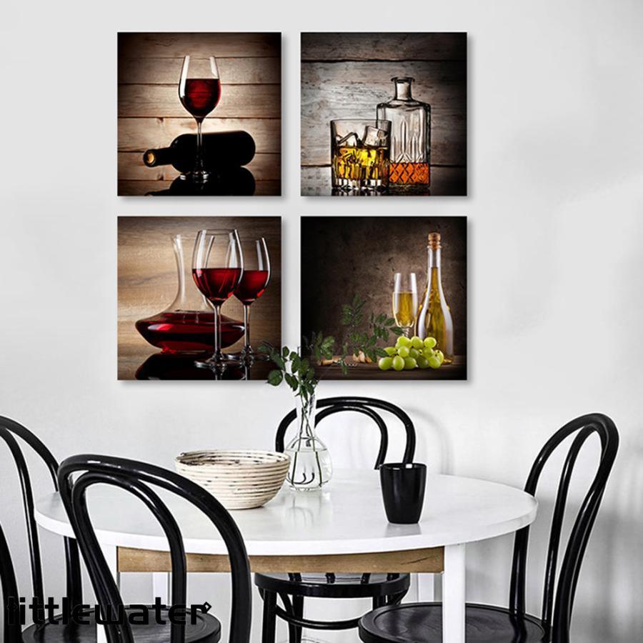 即納 4枚セット 絵画 インテリア ファブリック 絵 ワイン　バー　お酒 30×30cm 壁掛け アートパネル リビング プレゼント